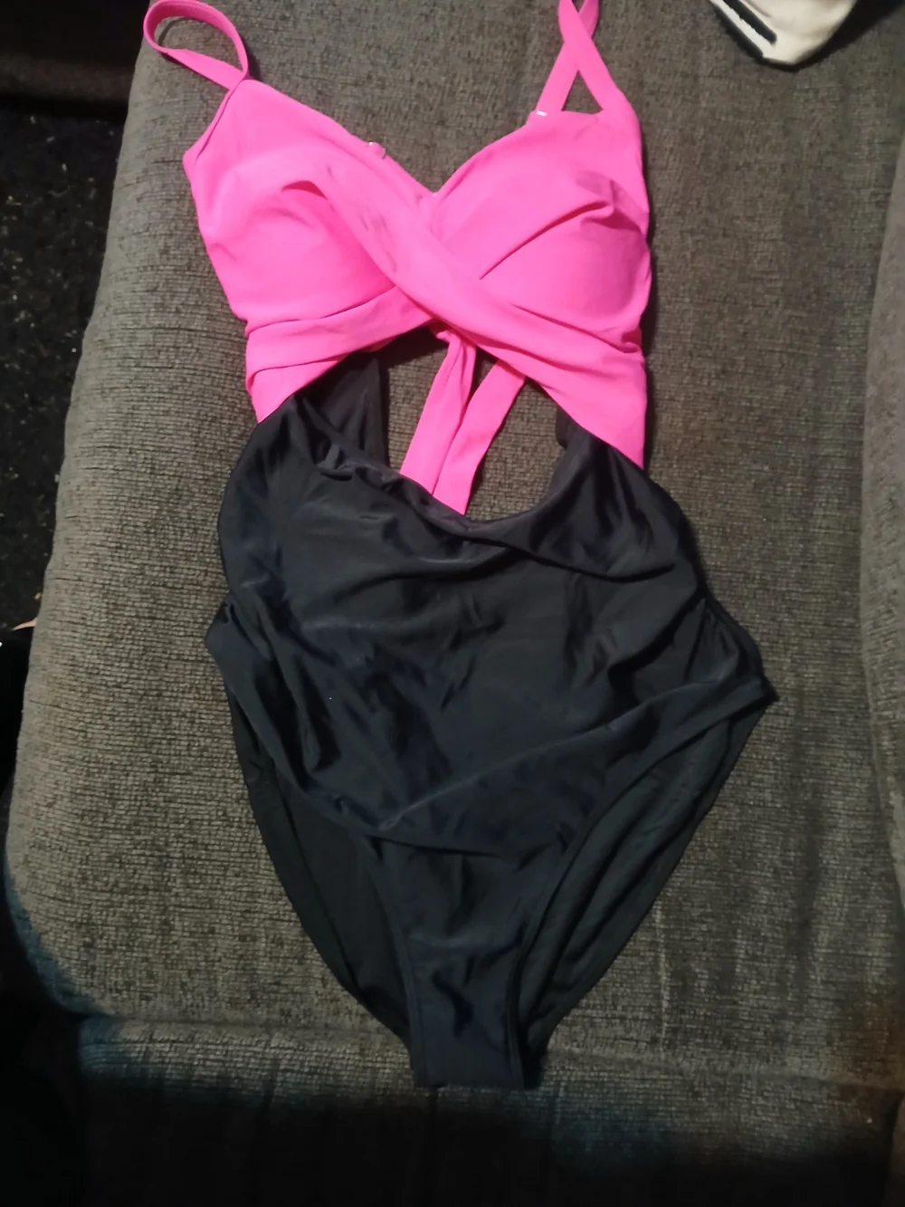 Hot Pink and Black One-Piece Swimsuit